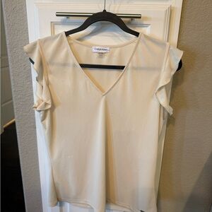 Calvin Klein Beige Ruffle Sleeve Blouse